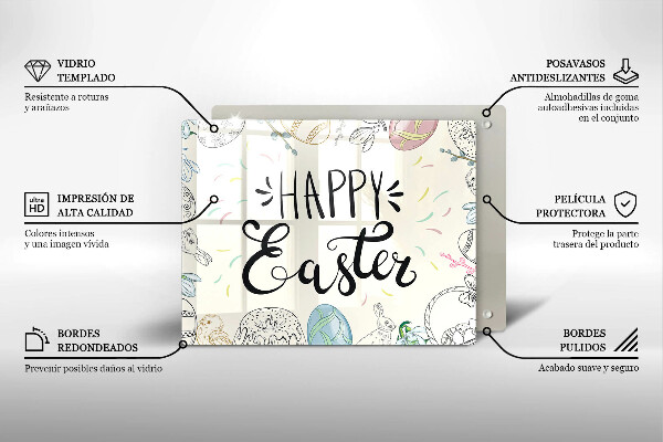 Glas Herdabdeckplatte Happy Easter