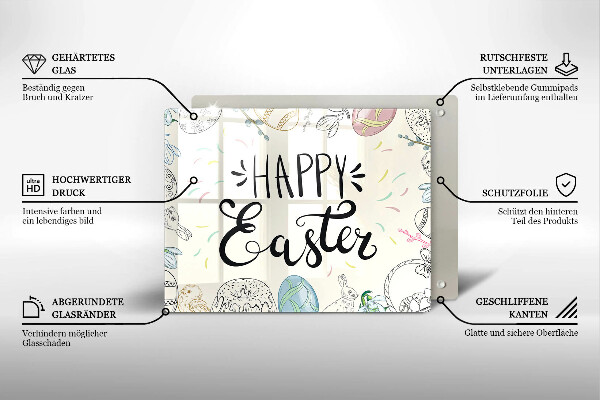 Glas Herdabdeckplatte Happy Easter