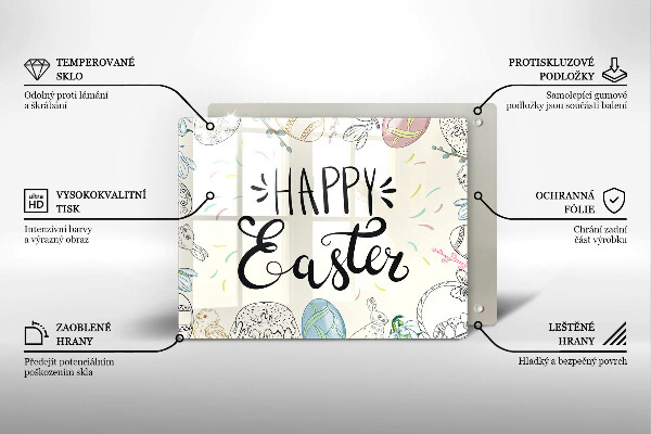 Glas Herdabdeckplatte Happy Easter