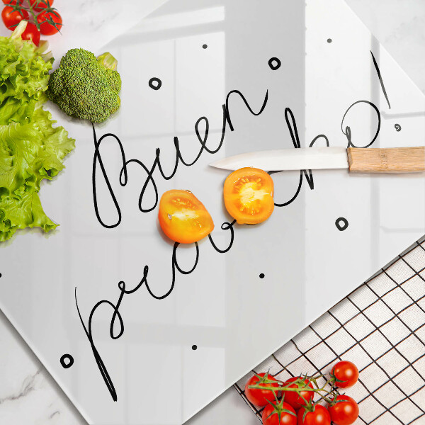 Glas Herdabdeckplatte Buen provecho!