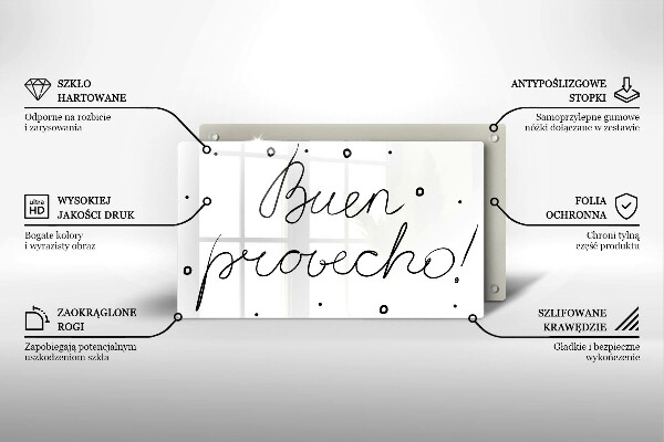 Glas Herdabdeckplatte Buen provecho!