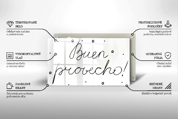 Glas Herdabdeckplatte Buen provecho!