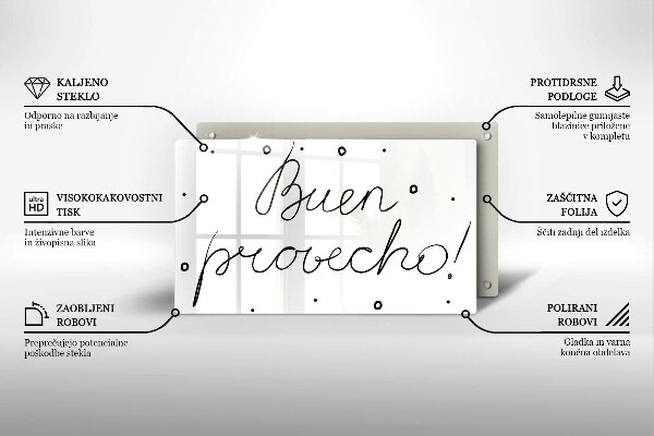 Glas Herdabdeckplatte Buen provecho!