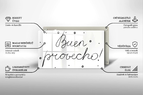 Glas Herdabdeckplatte Buen provecho!