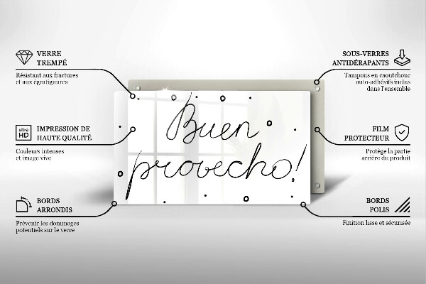 Glas Herdabdeckplatte Buen provecho!