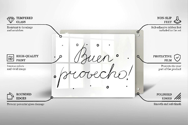 Glas Herdabdeckplatte Buen provecho!