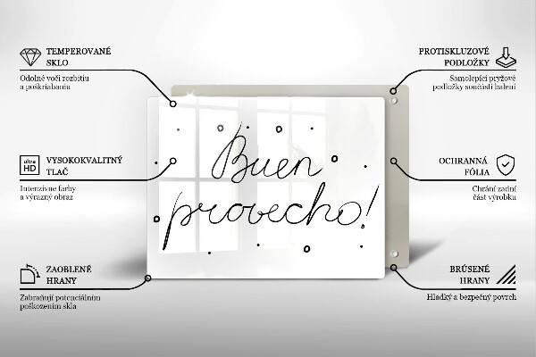 Glas Herdabdeckplatte Buen provecho!