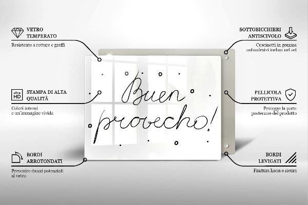 Glas Herdabdeckplatte Buen provecho!