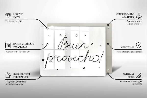 Glas Herdabdeckplatte Buen provecho!