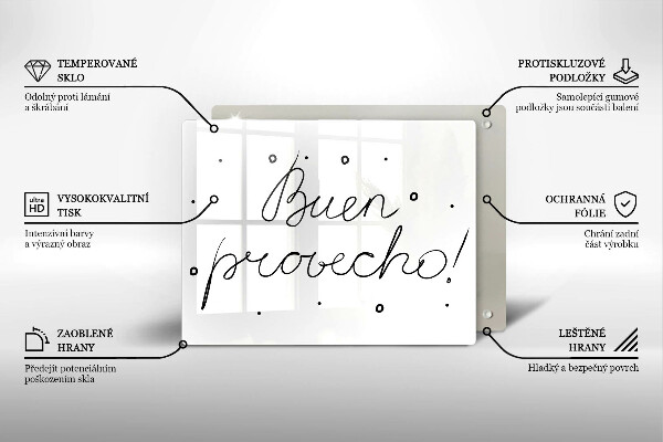 Glas Herdabdeckplatte Buen provecho!