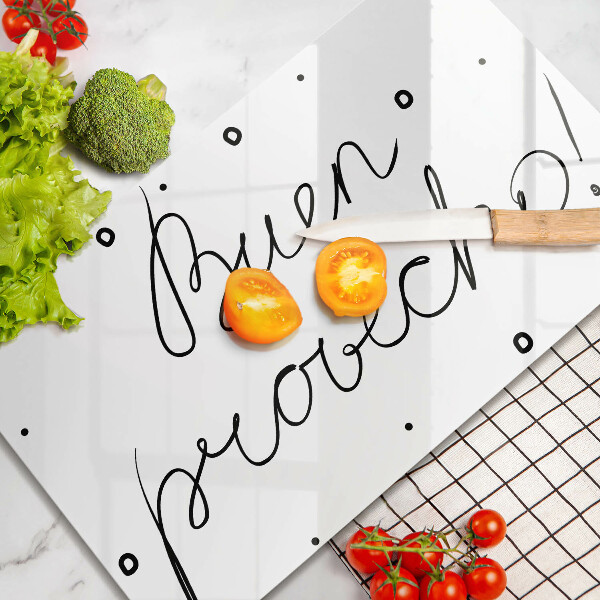 Glas Herdabdeckplatte Buen provecho!