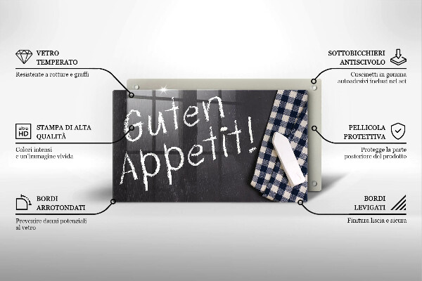 Glas Herdabdeckplatte Guten Appetit!