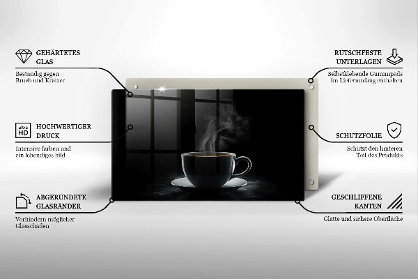 Glas Herdabdeckplatte Heiße Tasse Kaffee