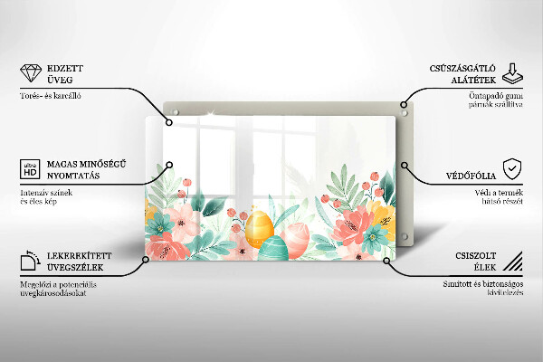 Glas Herdabdeckplatte Ostereier