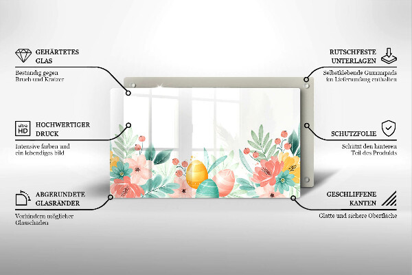 Glas Herdabdeckplatte Ostereier