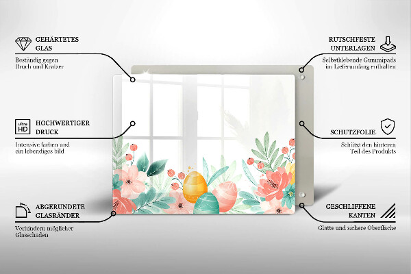 Glas Herdabdeckplatte Ostereier