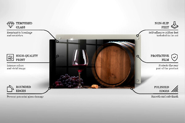 Glas Herdabdeckplatte Fassweinglas