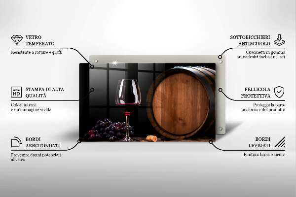Glas Herdabdeckplatte Fassweinglas