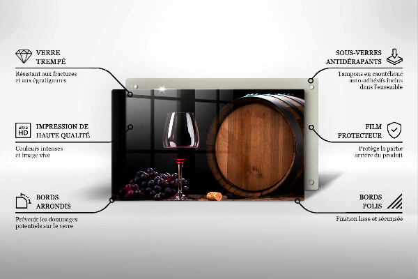 Glas Herdabdeckplatte Fassweinglas