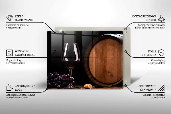 Glas Herdabdeckplatte Fassweinglas