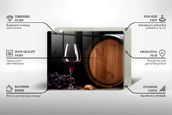 Glas Herdabdeckplatte Fassweinglas