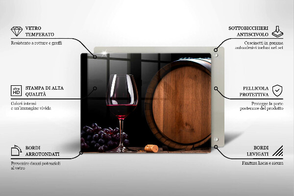 Glas Herdabdeckplatte Fassweinglas