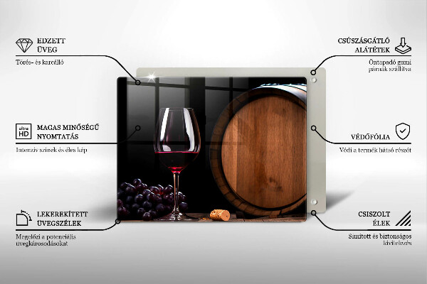 Glas Herdabdeckplatte Fassweinglas