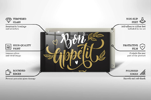 Glas Herdabdeckplatte Bon Appetit