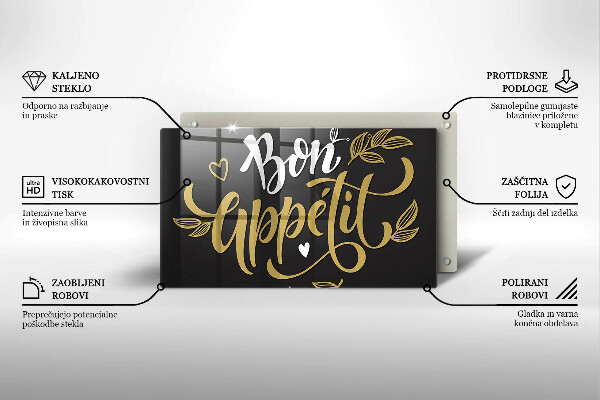 Glas Herdabdeckplatte Bon Appetit