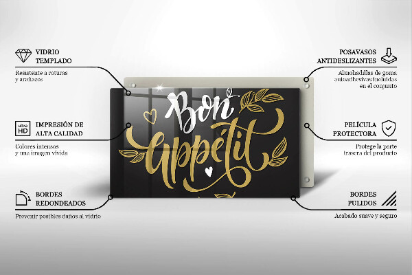 Glas Herdabdeckplatte Bon Appetit