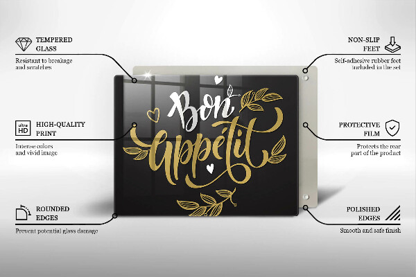 Glas Herdabdeckplatte Bon Appetit