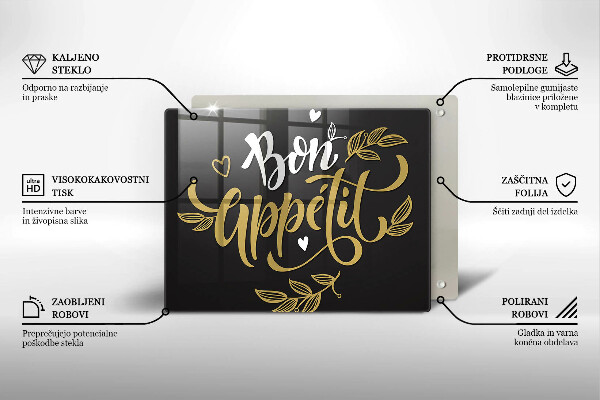 Glas Herdabdeckplatte Bon Appetit