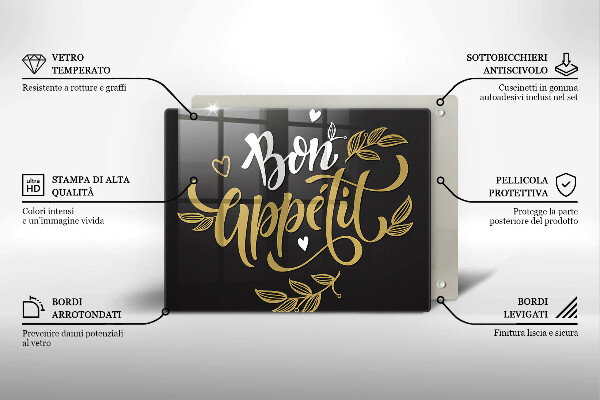 Glas Herdabdeckplatte Bon Appetit