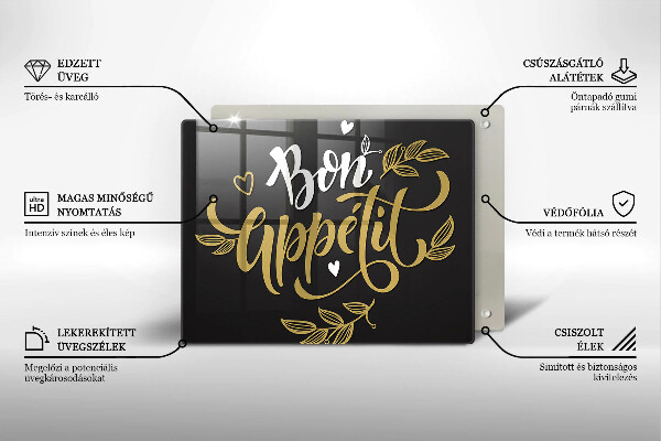 Glas Herdabdeckplatte Bon Appetit