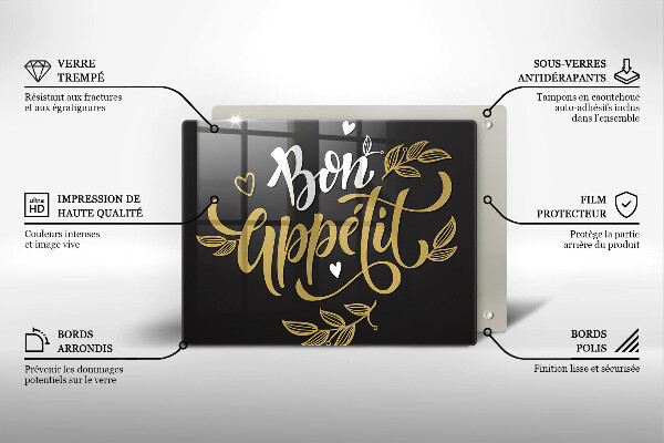 Glas Herdabdeckplatte Bon Appetit