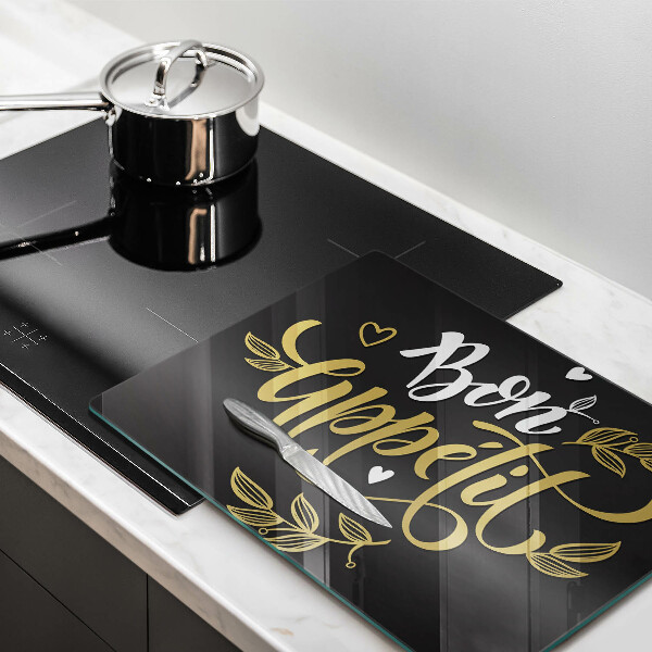 Glas Herdabdeckplatte Bon Appetit