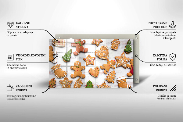 Glas Herdabdeckplatte Weihnachtslebkuchen