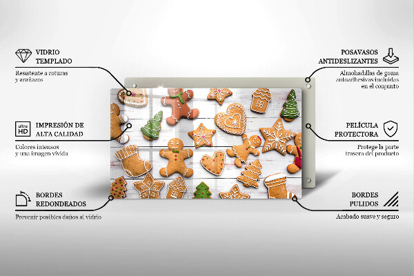 Glas Herdabdeckplatte Weihnachtslebkuchen