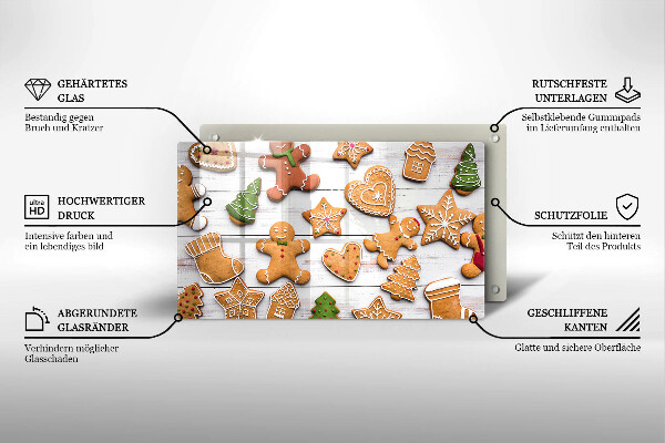 Glas Herdabdeckplatte Weihnachtslebkuchen