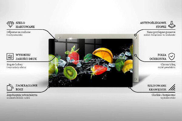 Glas Herdabdeckplatte Früchte im Wasser