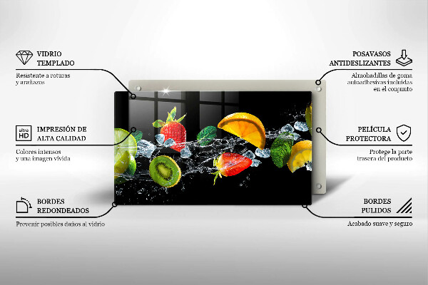 Glas Herdabdeckplatte Früchte im Wasser
