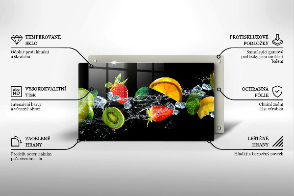 Glas Herdabdeckplatte Früchte im Wasser