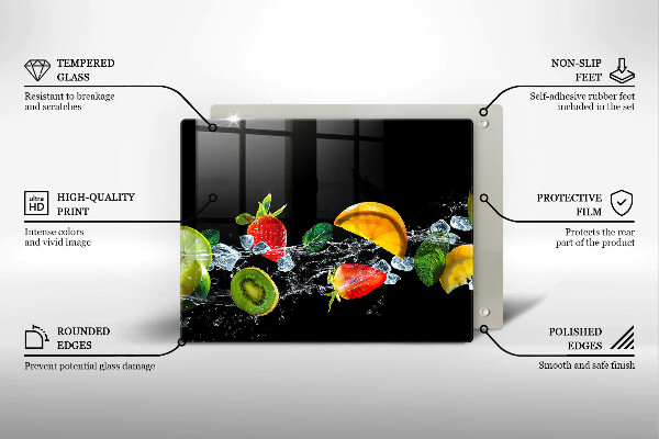 Glas Herdabdeckplatte Früchte im Wasser