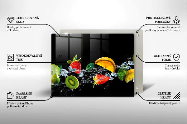 Glas Herdabdeckplatte Früchte im Wasser