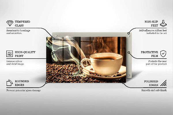 Glas Herdabdeckplatte Tasse und Kaffeebohnen