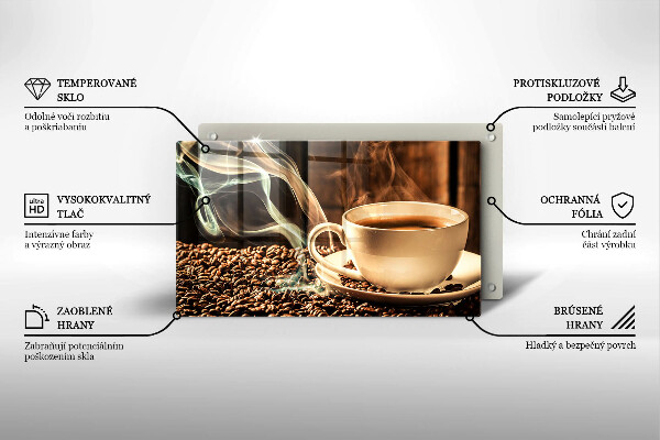 Glas Herdabdeckplatte Tasse und Kaffeebohnen