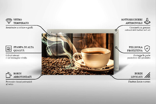 Glas Herdabdeckplatte Tasse und Kaffeebohnen