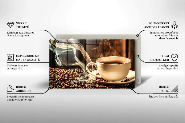 Glas Herdabdeckplatte Tasse und Kaffeebohnen
