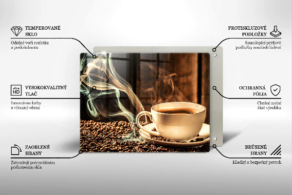 Glas Herdabdeckplatte Tasse und Kaffeebohnen