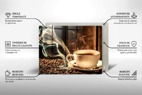 Glas Herdabdeckplatte Tasse und Kaffeebohnen